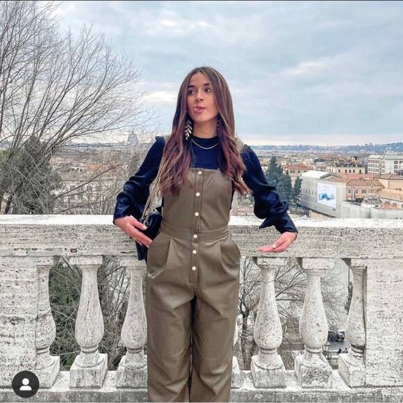 ZARA BLOGGER FAVORITE FAUX LEATHER LONG JUMPSUIT KHAKI - Picture 1 of 12